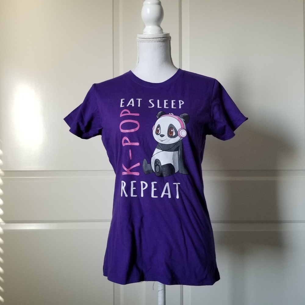 Eat Sleep K-pop Repeat Purple Top Shirt Size Small